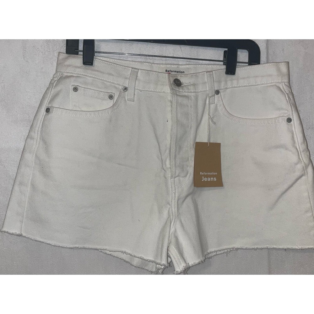Reformation Dixie High Rise Jean Shorts Women's 30 White Denim Cutoff‎ NWT
